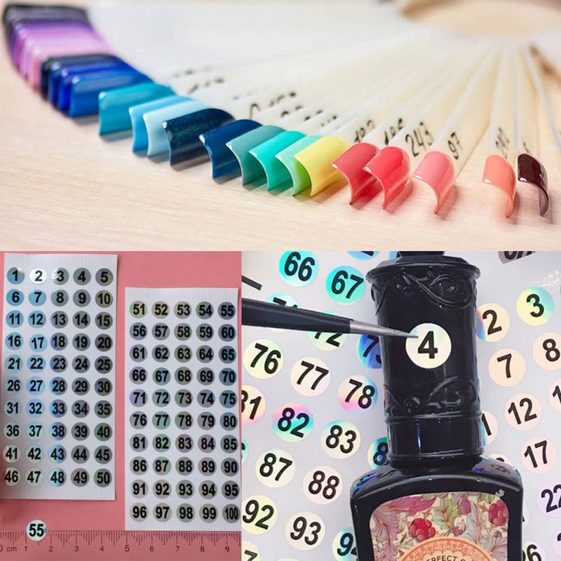 Beuniar Nail Swatch Sticks with Ring for Nail Polish Color Display Board Art Supplies Practice Samples with Number Stickers (100pcs clear) - Image 5